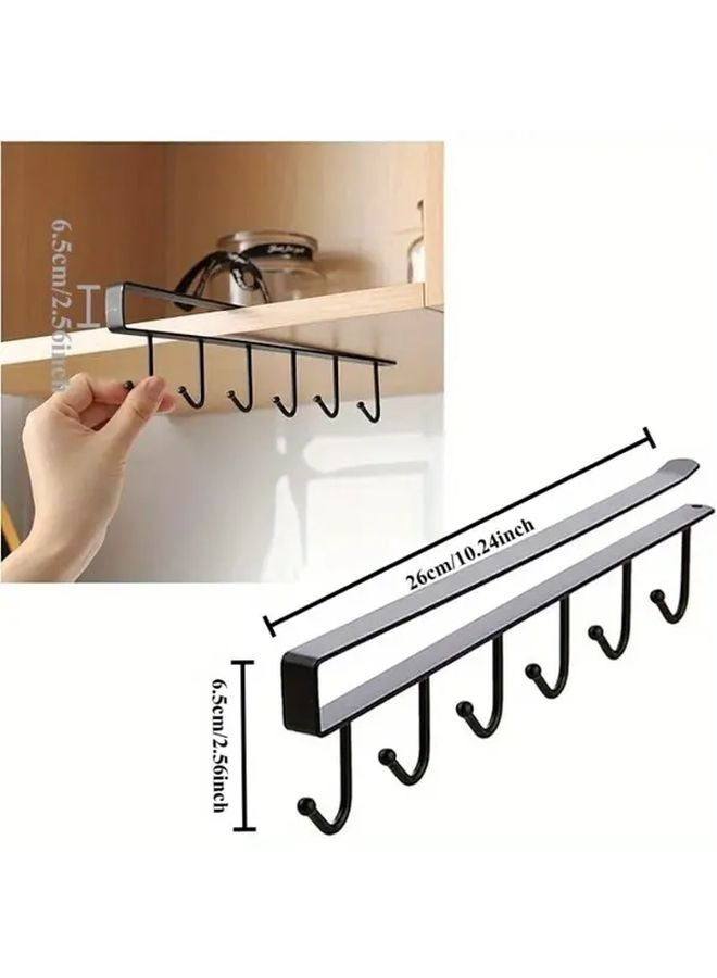 3 Pack Black No Drill Under Shelf Hooks Heavy Duty Space Saving Storage Brackets - Image 2